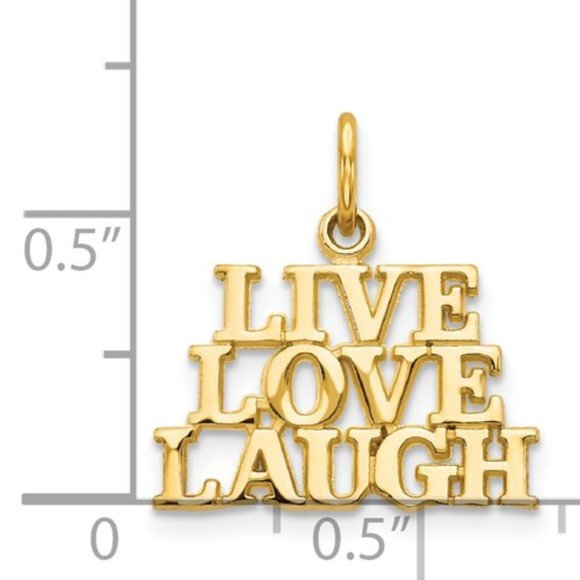 14k Yellow Gold Talking Charm Pendant - Live Love Laugh Necklace Charm Pendant - Picture 2 of 4